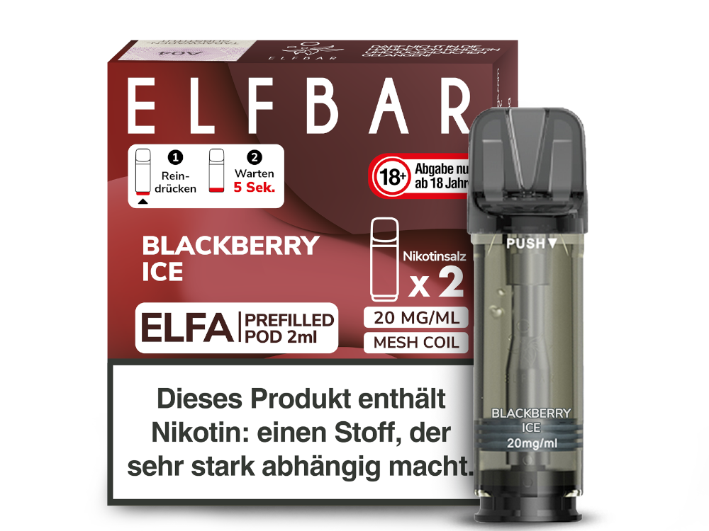 Elf Bar Elfa 2x 600 Züge Blackberry Ice