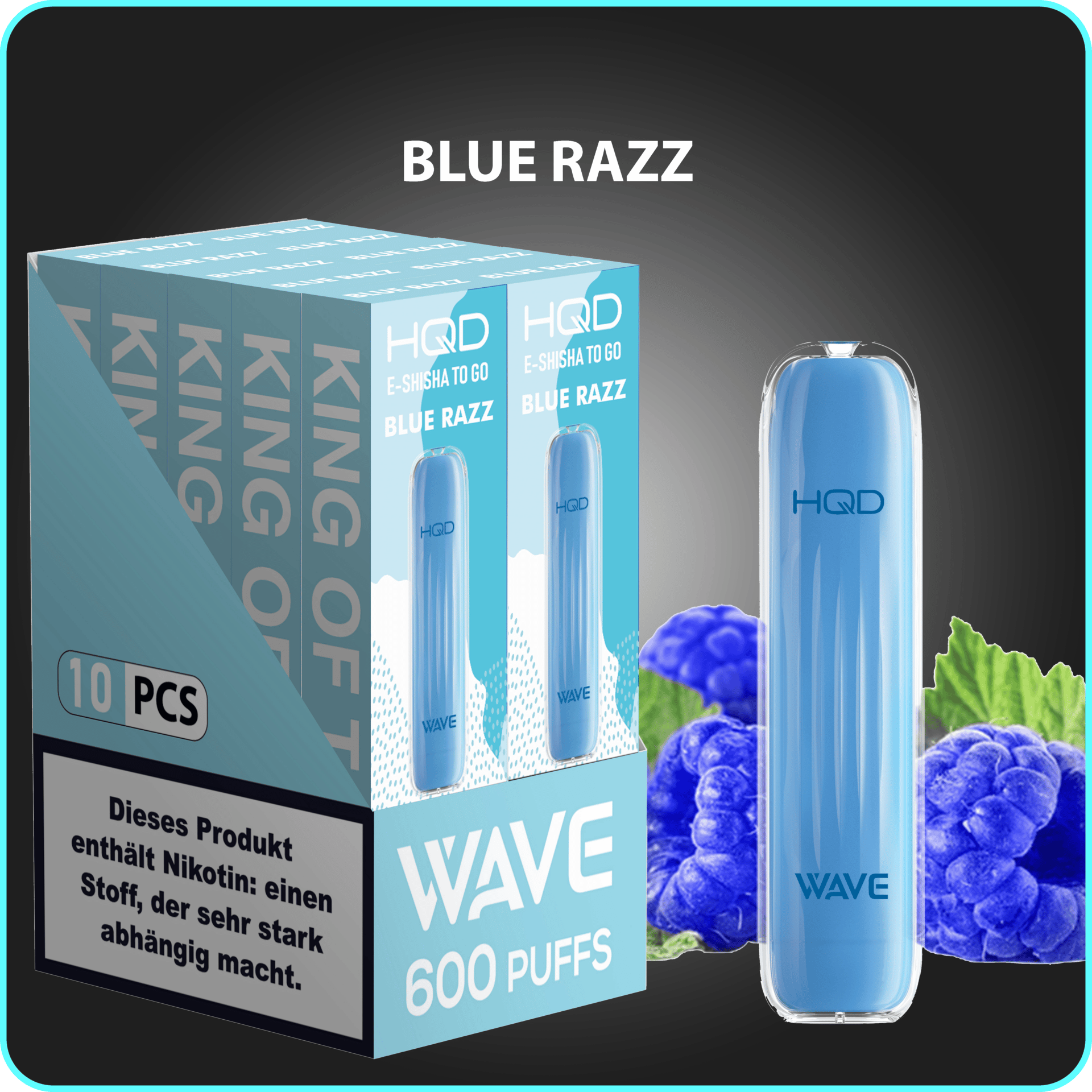HQD WAVE 600 Züge Einweg Blue Razz