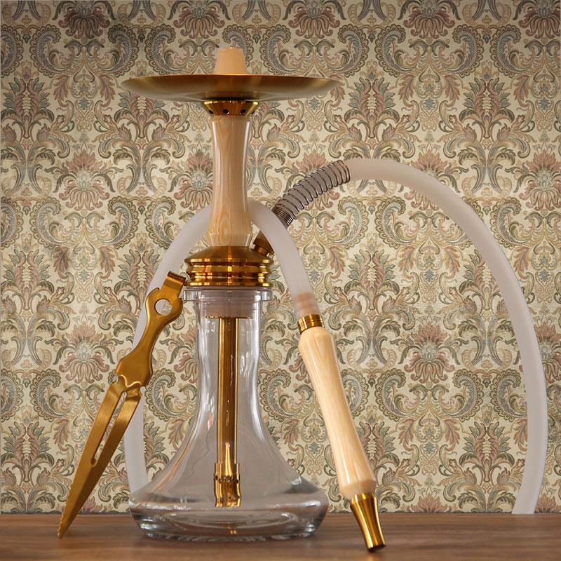 Ocean Hookah Kaif S (Small) - Gold White Wood