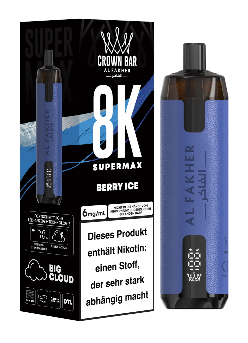 Alfakher 8k Crown Bar Supermax Berry Ice