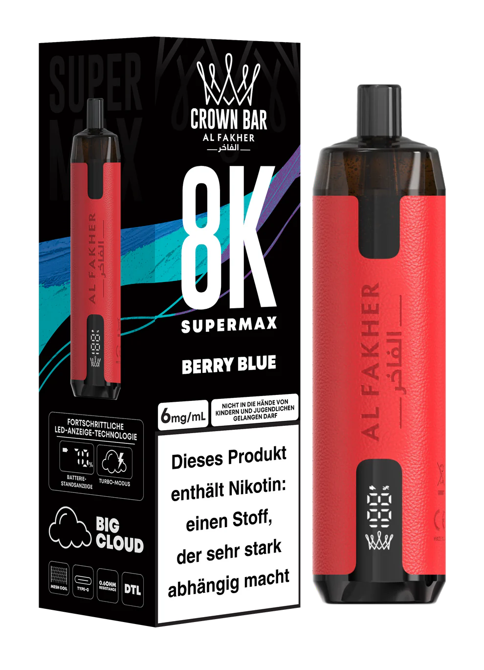 Alfakher 8k Crown Bar Supermax Berry Blue