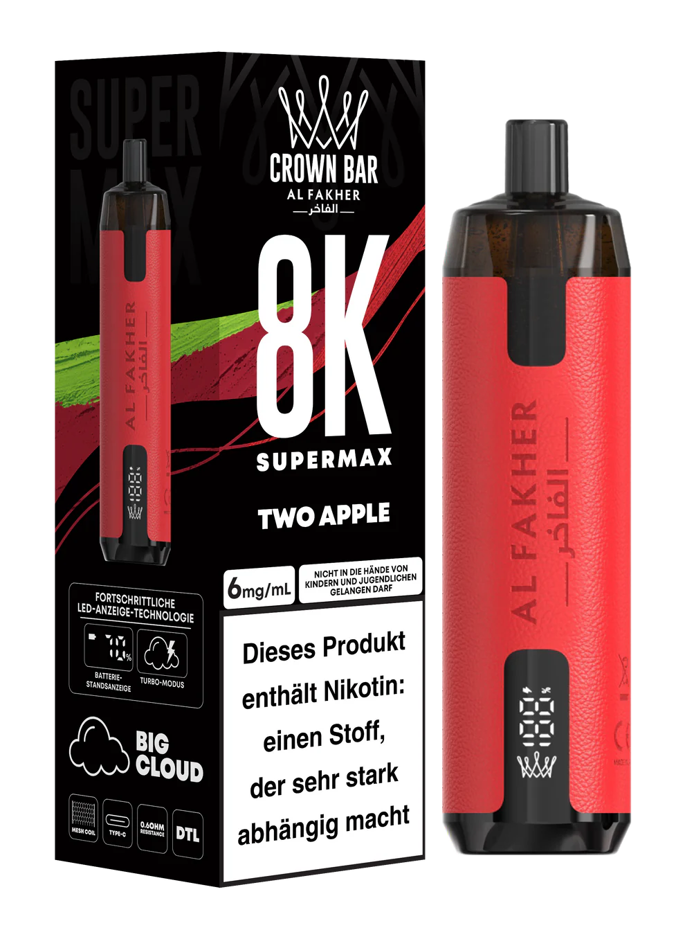 Alfakher 8k Crown Bar Supermax Two Apple