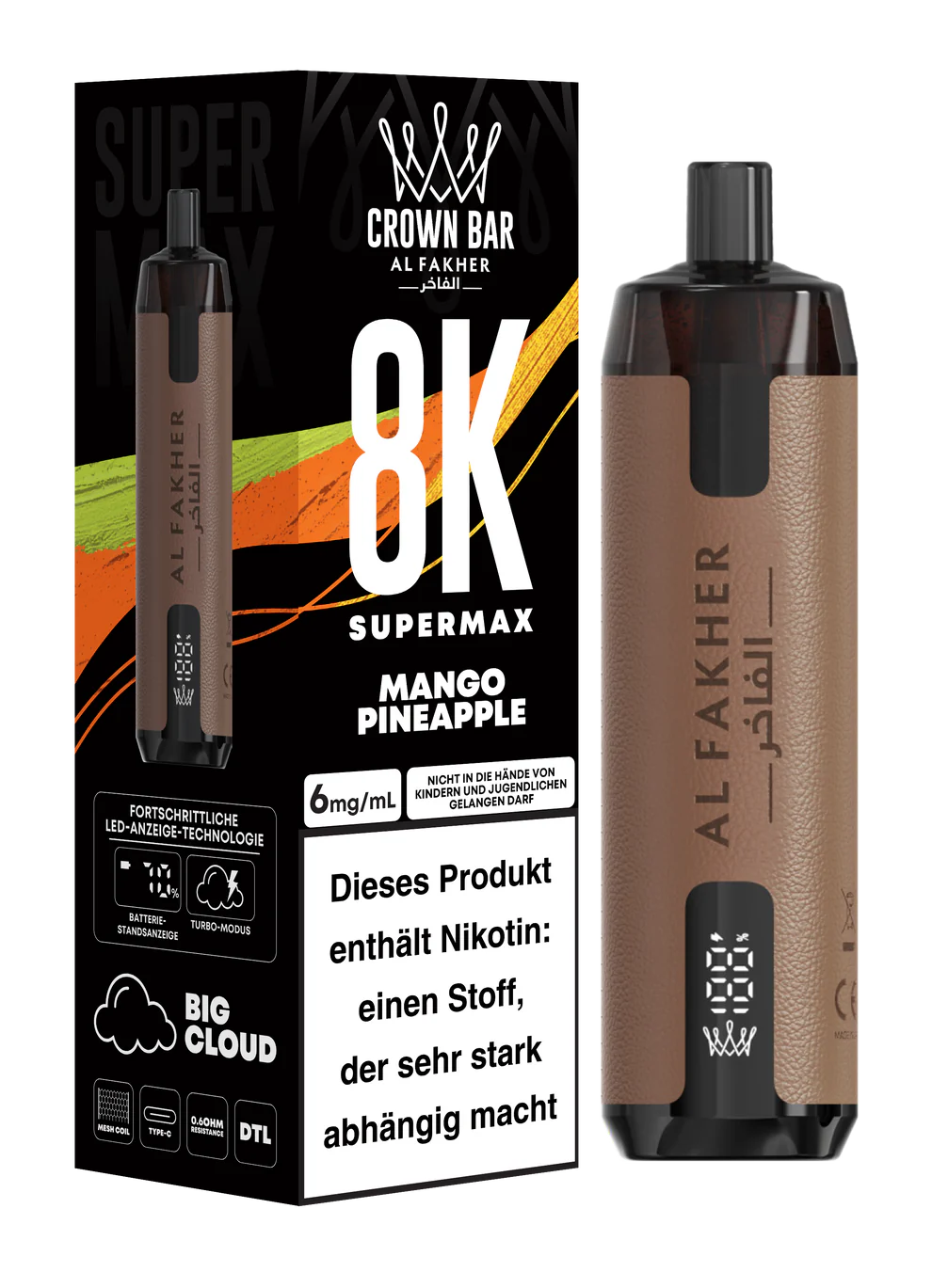 Alfakher 8k Crown Bar Supermax Mango Pineapple
