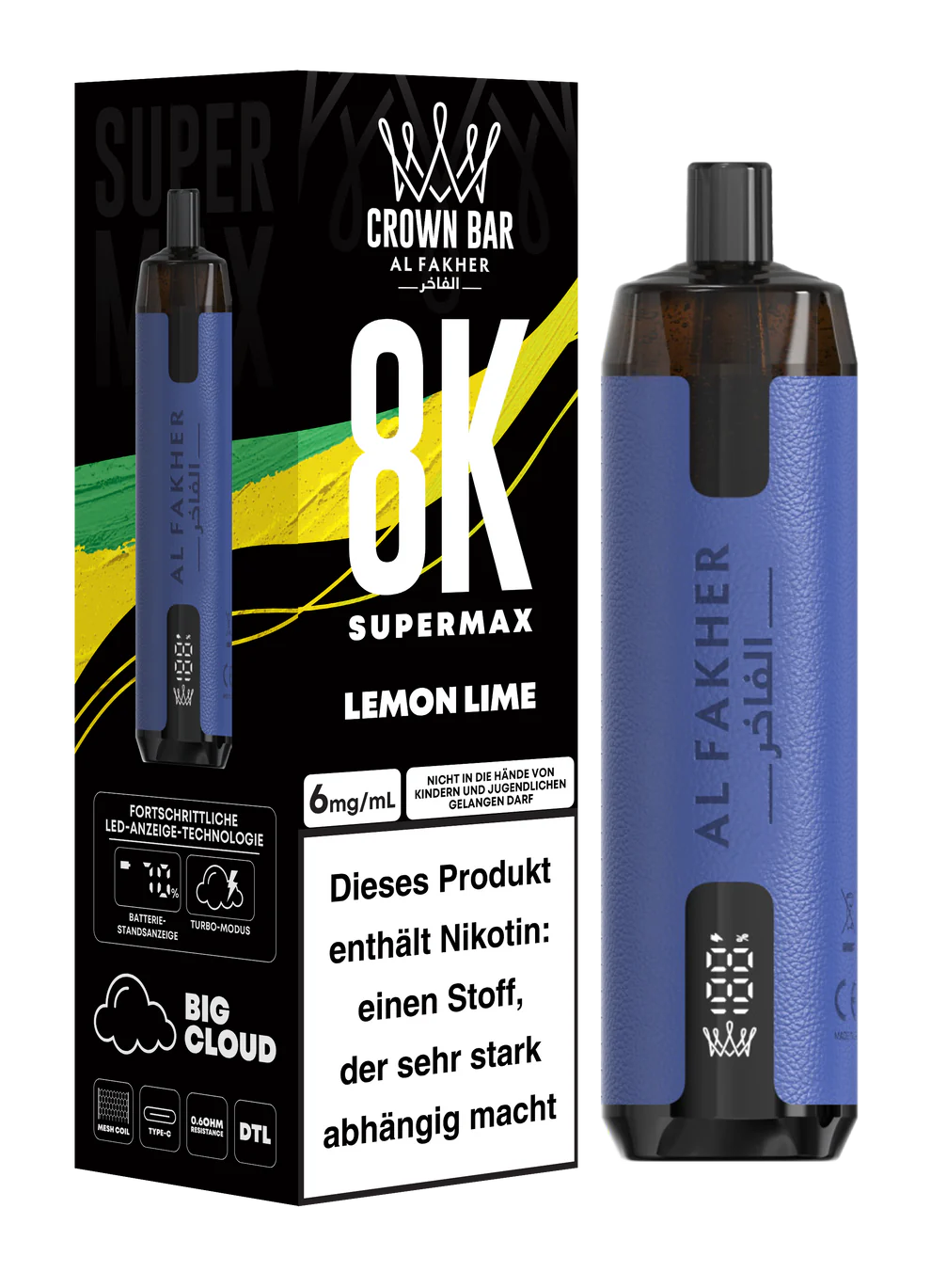 Alfakher 8k Crown Bar Supermax Lemon Lime