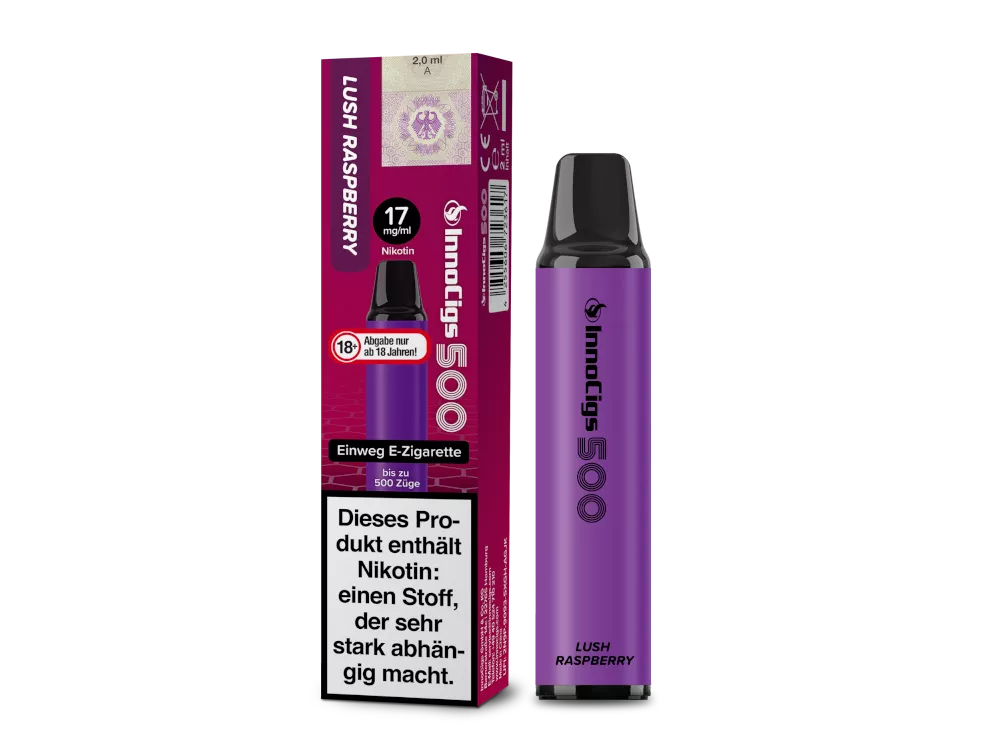 Innocigs 500 – Einweg E-Shisha 600 Züge - Lush Raspberry