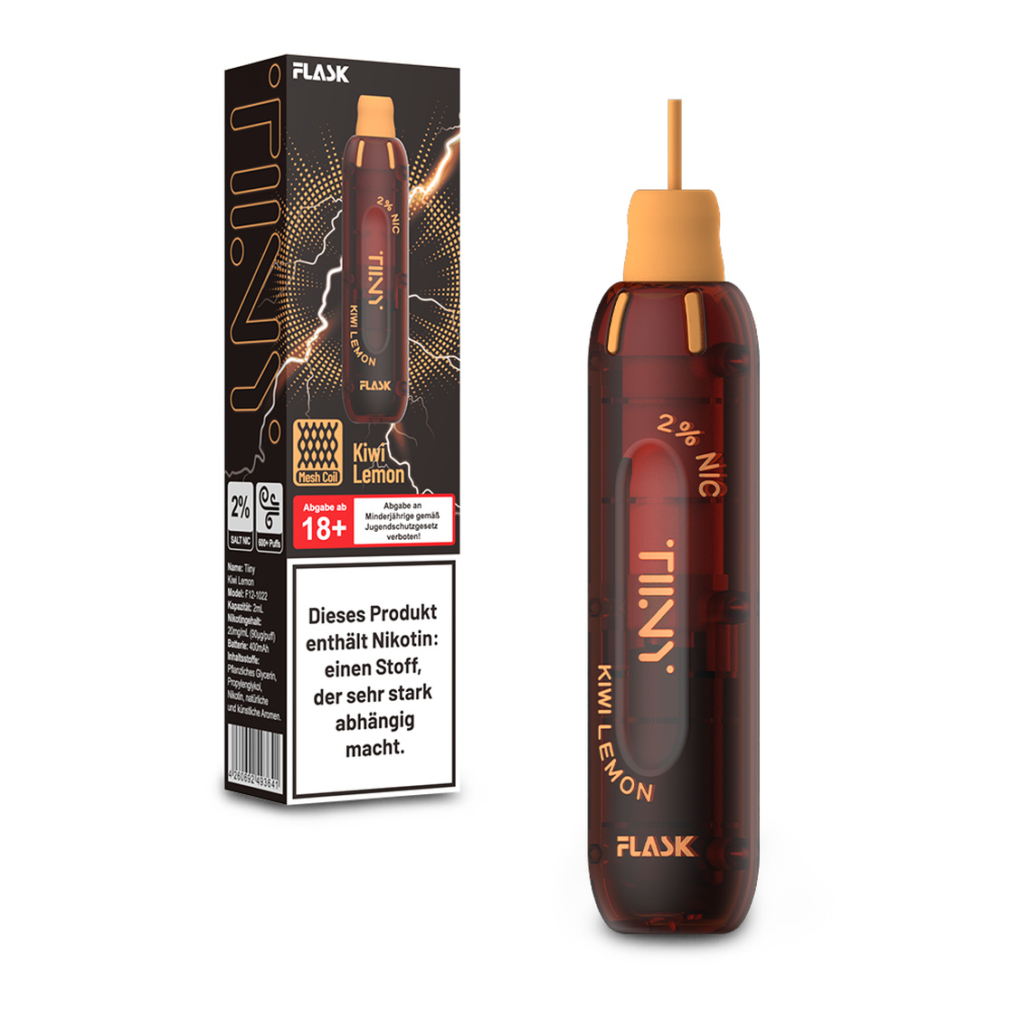 Tiny Flask – Einweg E-Shisha 600 Züge - Kiwi Lemon