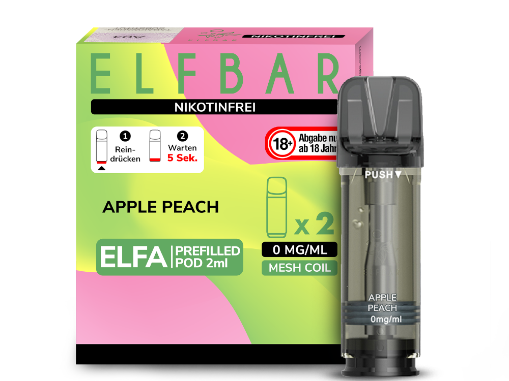 Elf Bar Elfa 2x 600 Züge Apple Peach 0mg