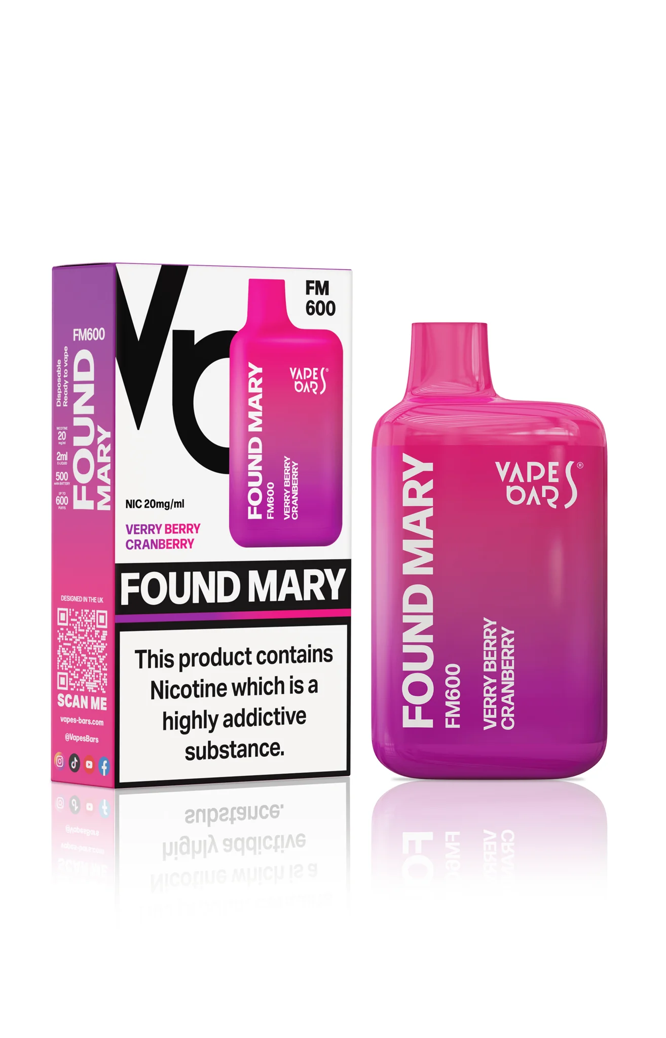 Vapes Bars Found Mary FM600 – Einweg E-Shisha 575 Züge - Verry Berry Cranberry