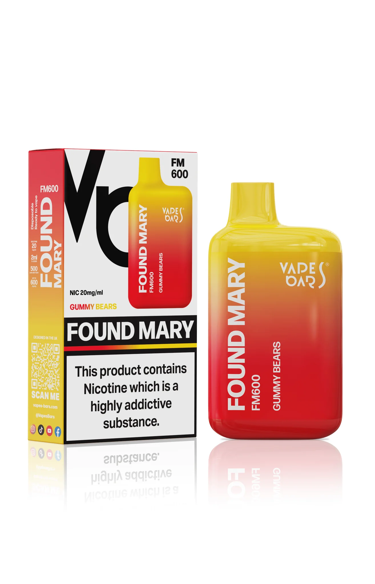 Vapes Bars Found Mary FM600 – Einweg E-Shisha 575 Züge - Gummy Bears