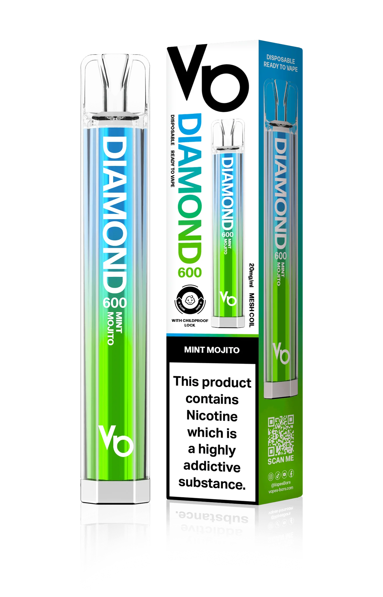 Vapes Bars Diamond 600 – Einweg E-Shisha 600 Züge - Mint Mojito