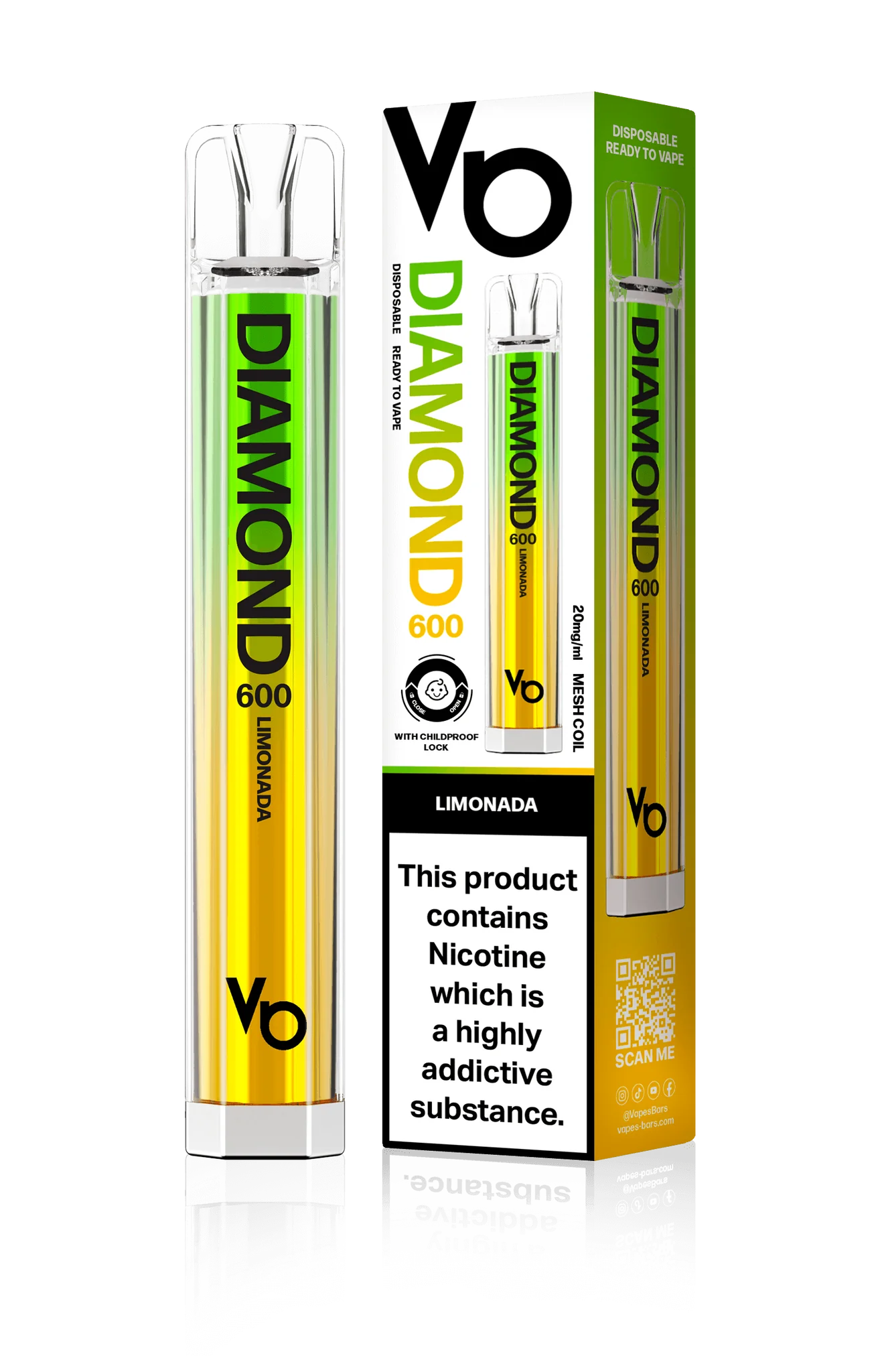 Vapes Bars Diamond 600 – Einweg E-Shisha 600 Züge - Limonada