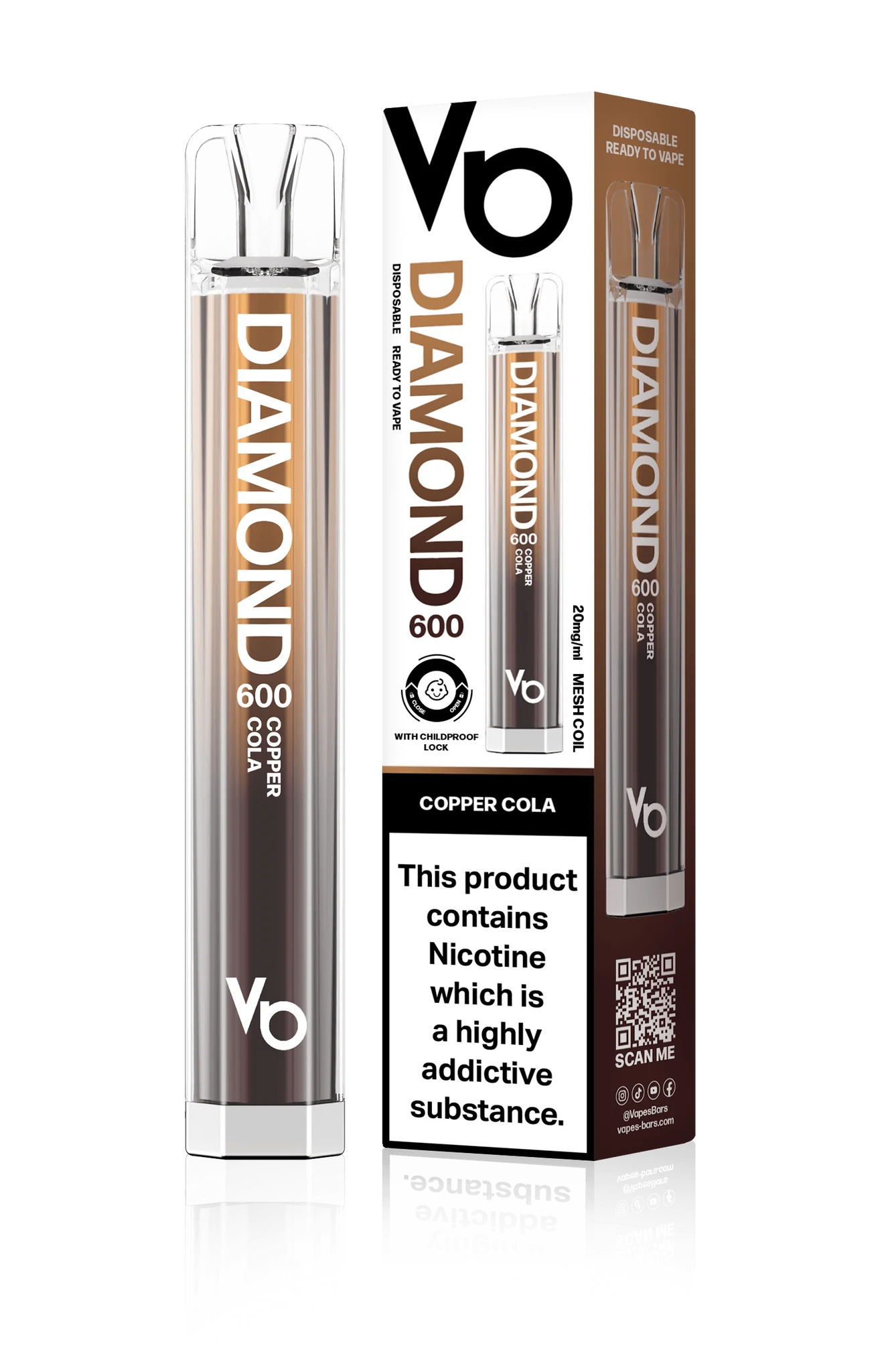 Vapes Bars Diamond 600 – Einweg E-Shisha 600 Züge - Copper Cola