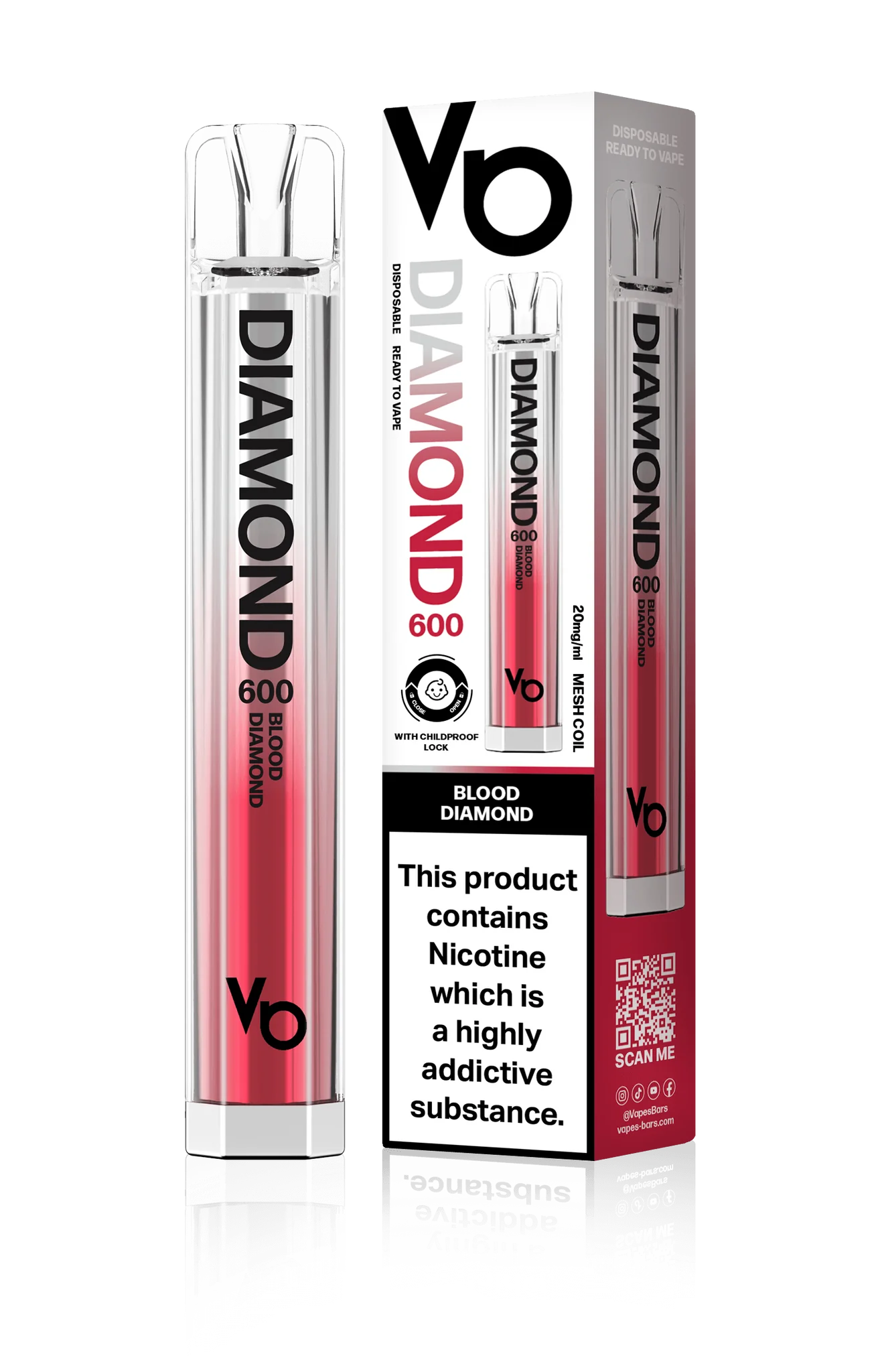 Vapes Bars Diamond 600 – Einweg E-Shisha 600 Züge - Blood Diamond