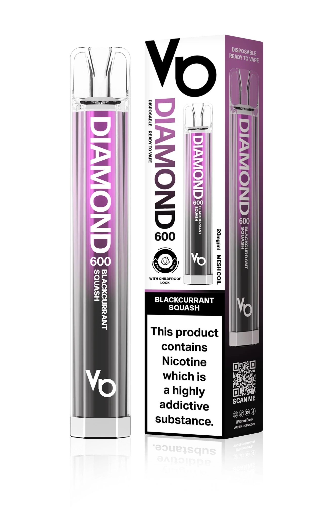 Vapes Bars Diamond 600 – Einweg E-Shisha 600 Züge - Blackcurrent Squash